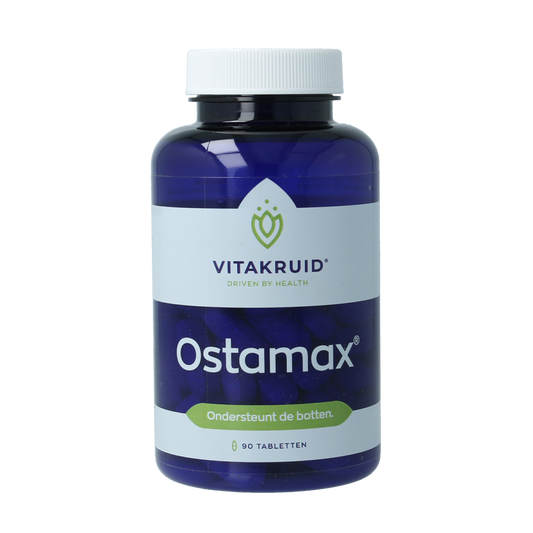 Vitakruid Ostamax mineral supplement with calcium and magnesium tablets, 90 count, for bone health support.
