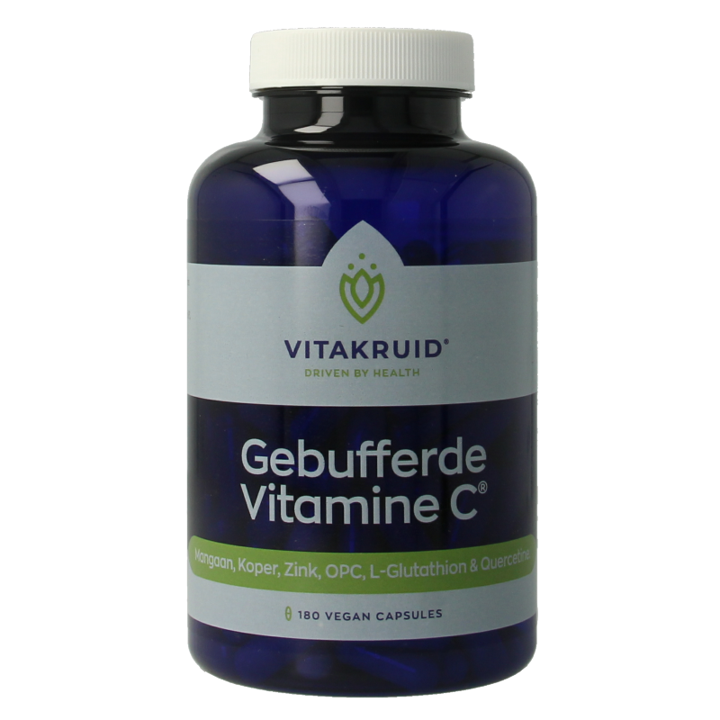Vegetarische capsules van Vitakruid met gebufferde vitamine C, Zink, OPC en Quercetine, voor ondersteuning van het immuunsysteem.