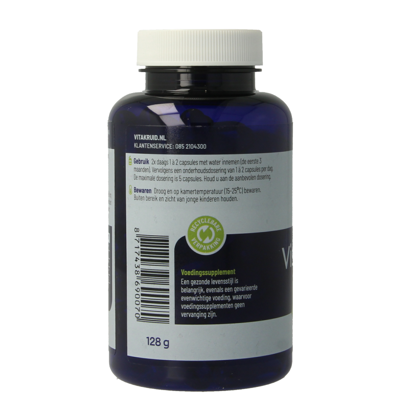 Bottle of Vitakruid Visolie Forte 1000 TG softgel capsules containing omega-3 fatty acids, displayed against a neutral background.