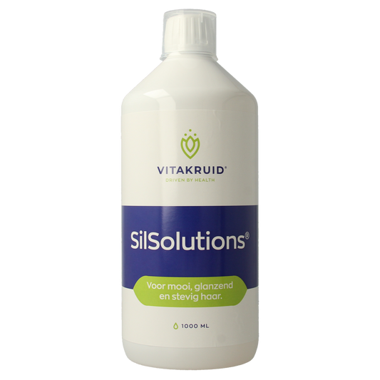 Bottle of Vitakruid SilSolutions mineral supplement, 1 liter, with detailed label and transparent packaging.
