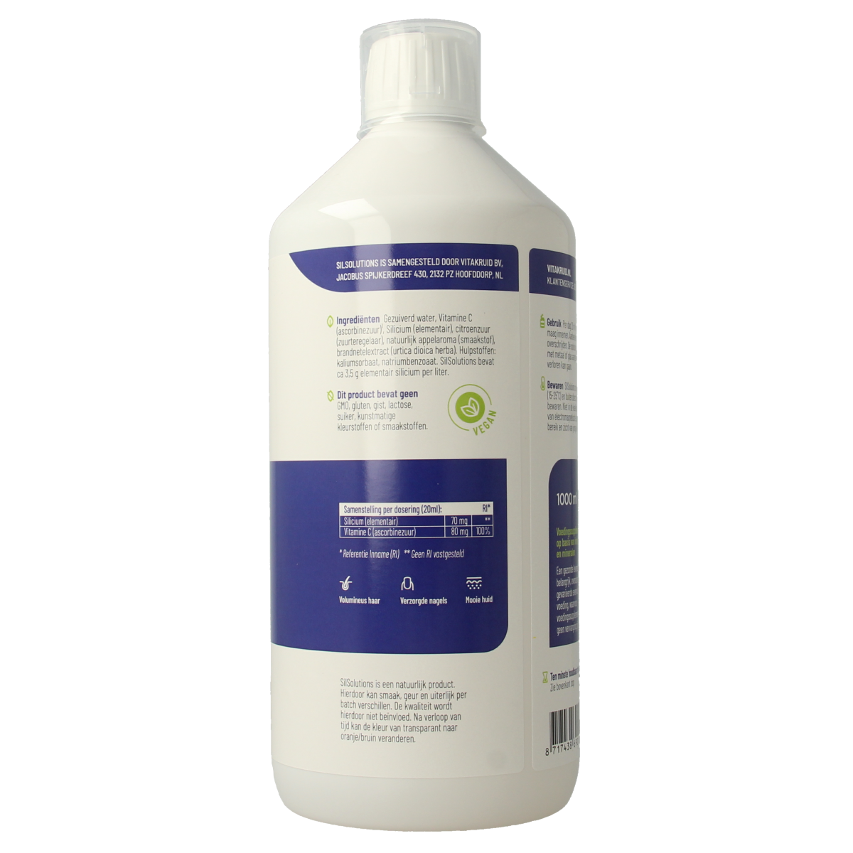 Vitakruid SilSolutions mineral supplement in a 1-liter bottle, designed to support plant health and growth.