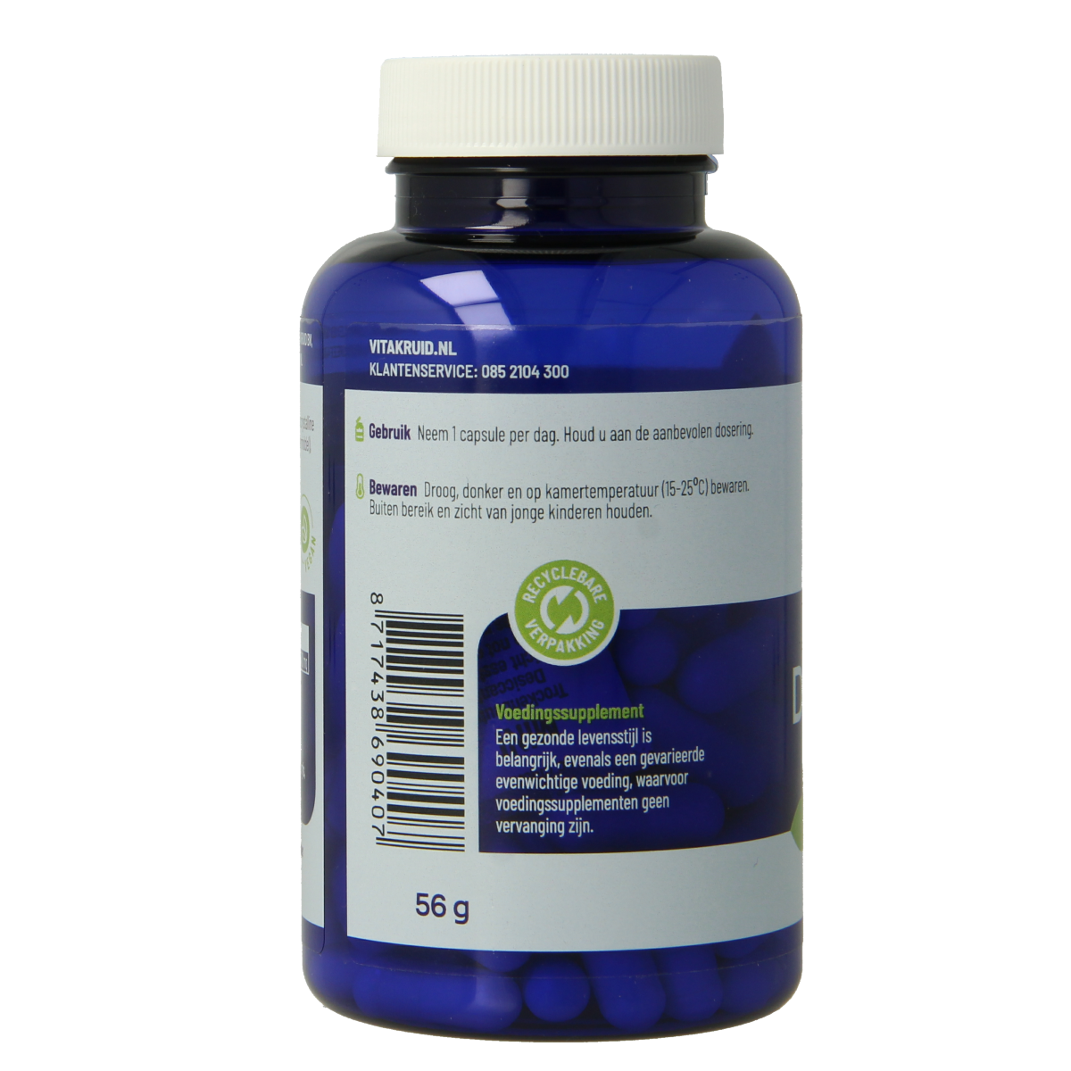 Vitakruid D-Mannose cranberry herbal capsules, vegetarian supplement in a bottle, designed for urinary health support.
