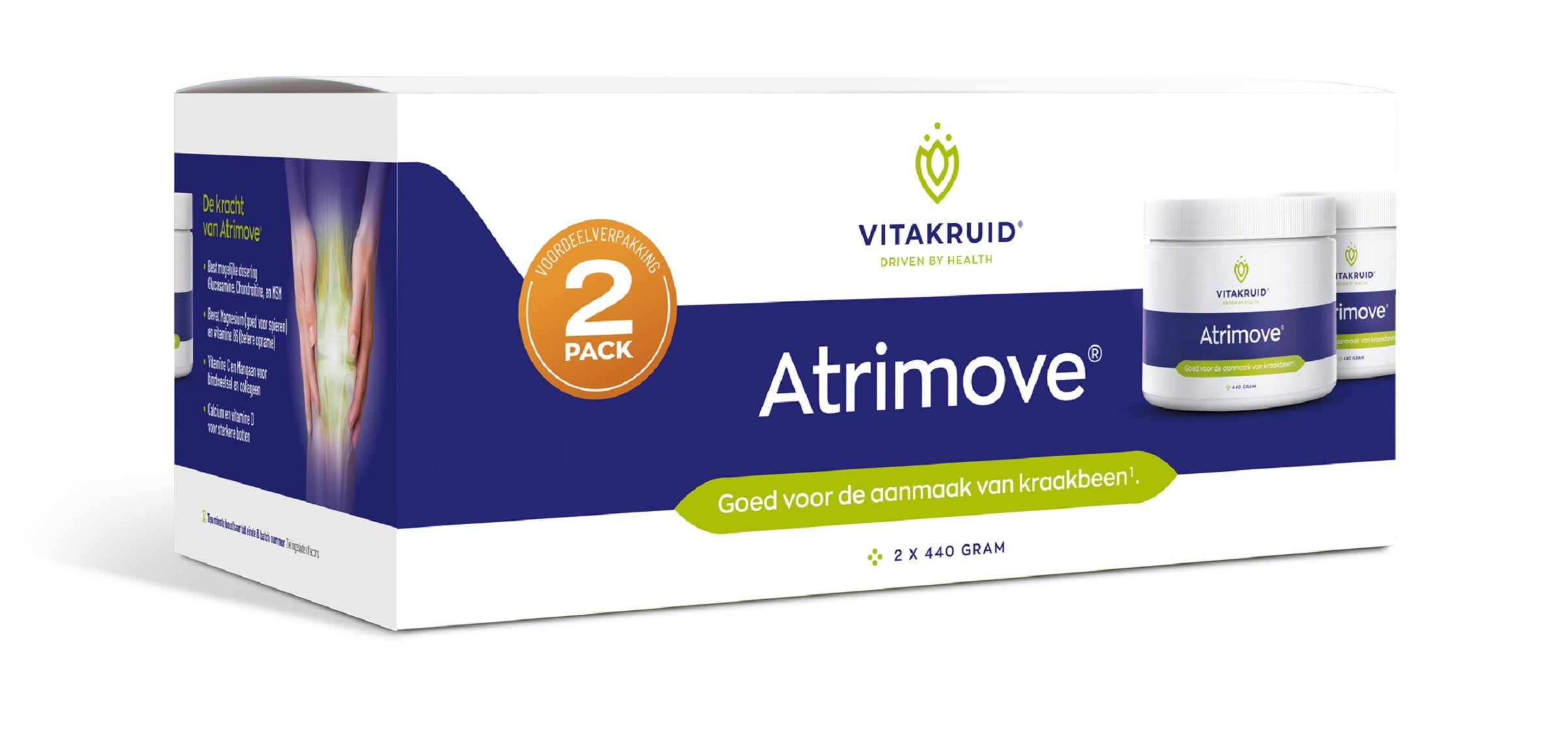 Vitakruid Atrimove Glucosamine Chondroitine MSM complex mineral supplement, two bottles with capsules and label.