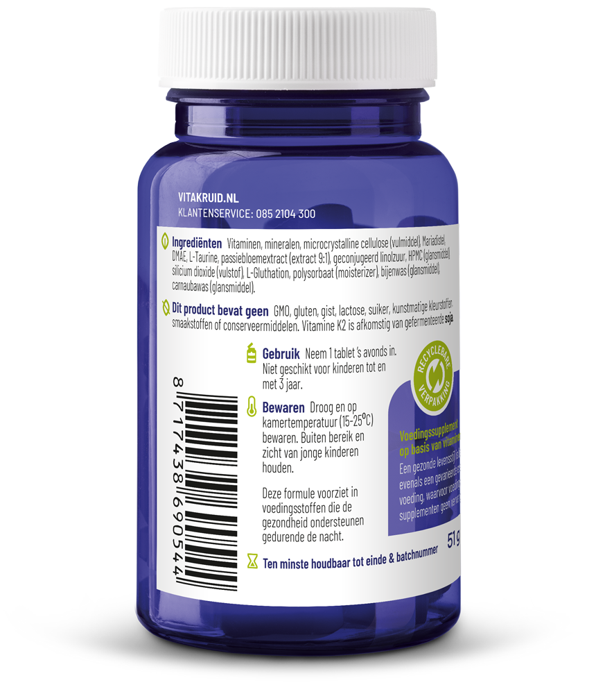 Vitakruid Multi Nacht 100% Vegan 30.00 Tabletten