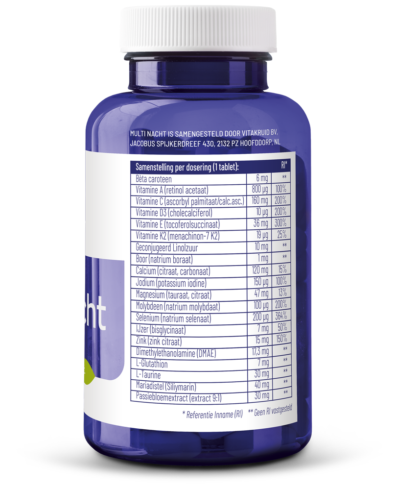 Vitakruid Multi Nacht vegan multivitamin tablets, 90 count, dietary supplement for evening health support