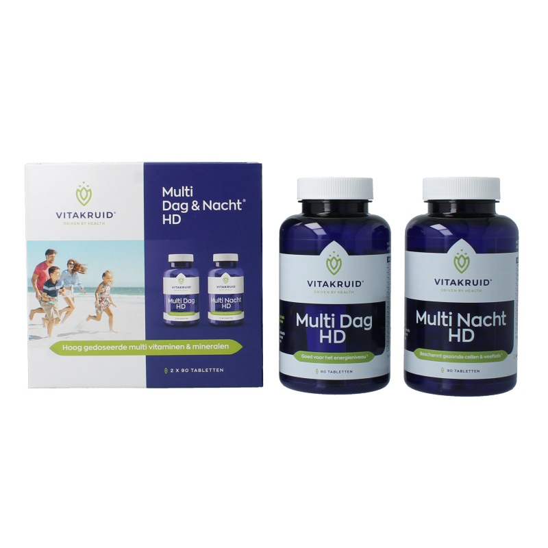 Vitakruid Multi Dag & Nacht HD multivitamin tablets, 2 x 90 tablets, dietary supplement for daily and nighttime nutrition