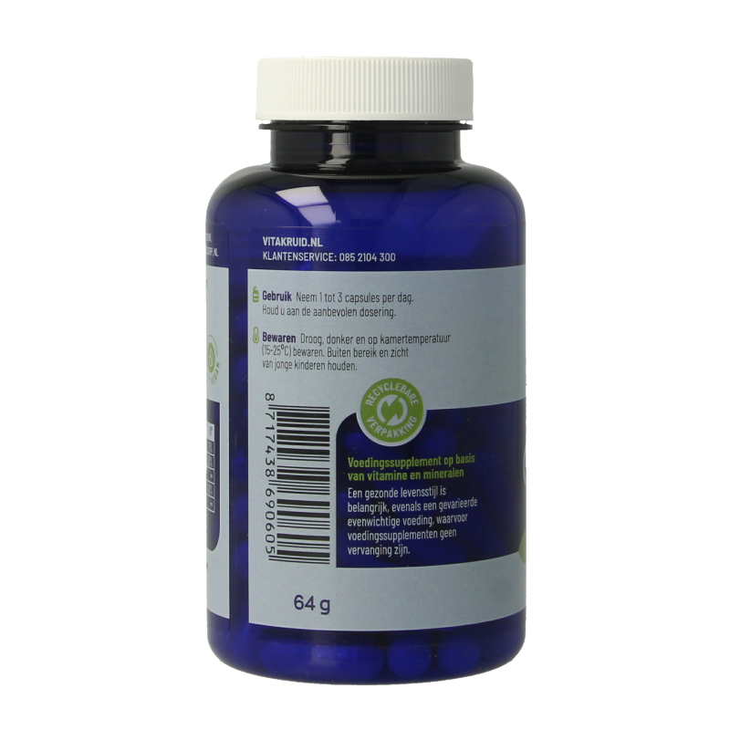 Vegetarian capsules of Vitakruid Glycodin with chromium, biotin, alpha-lipoic acid, and L-taurine, in a supplement bottle.