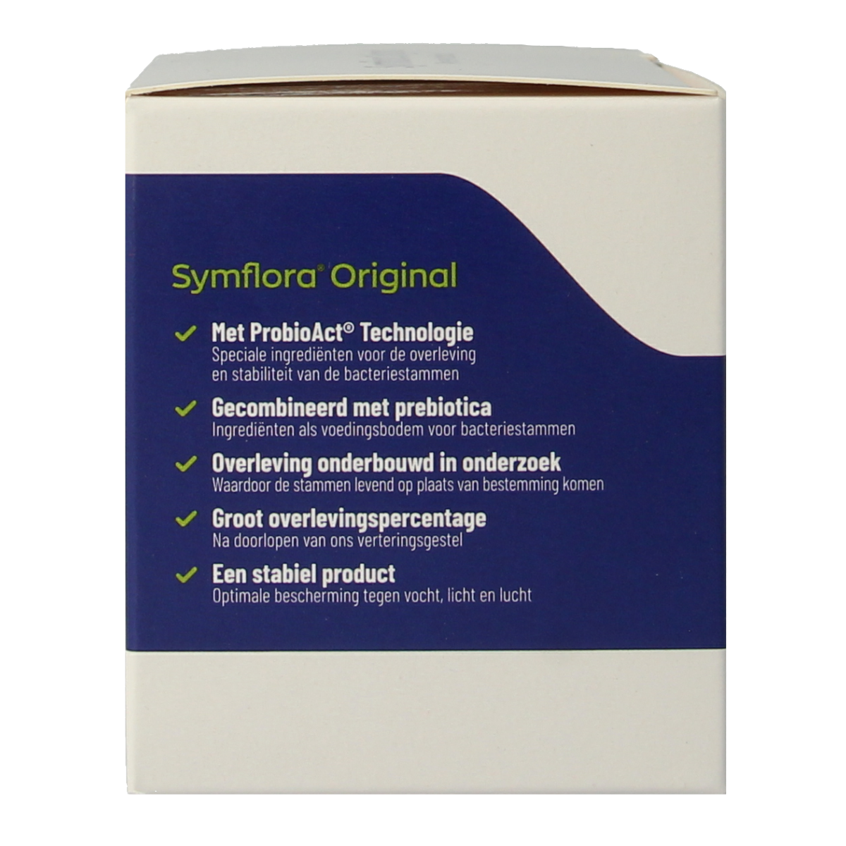 Vitakruid Symflora Original probiotic sachets with 8 strains of micro-organisms, displayed in a row.