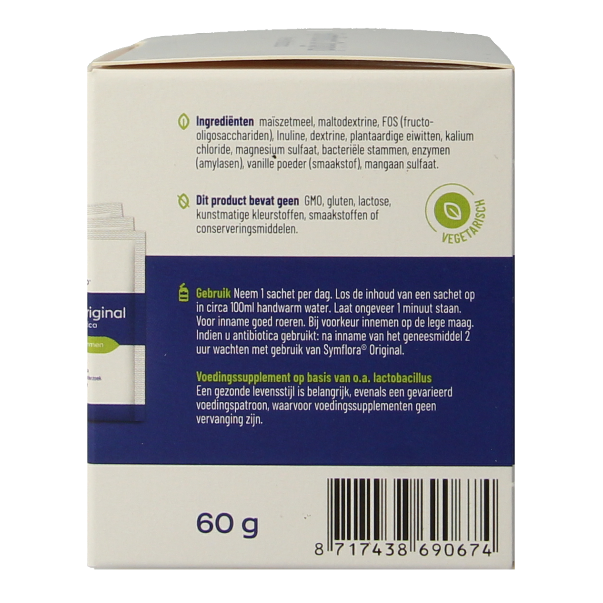 Vitakruid Symflora Original probiotic sachets with 8 strains of micro-organisms, 30 sachets for digestive health.