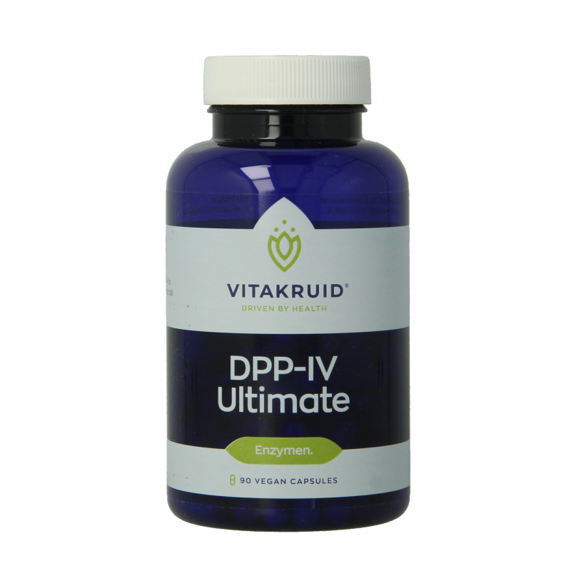 Vitakruid DPP-IV Ultimate BioCore enzymes in 90 vegetarian capsules, herbal supplement for digestive support.