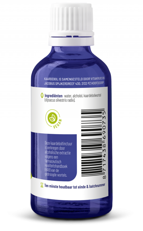 Vitakruid Kaardebol wortel tinctuur in 50ml bottle, herbal extract from Kruidenpreparaten line, natural root extract for wellness