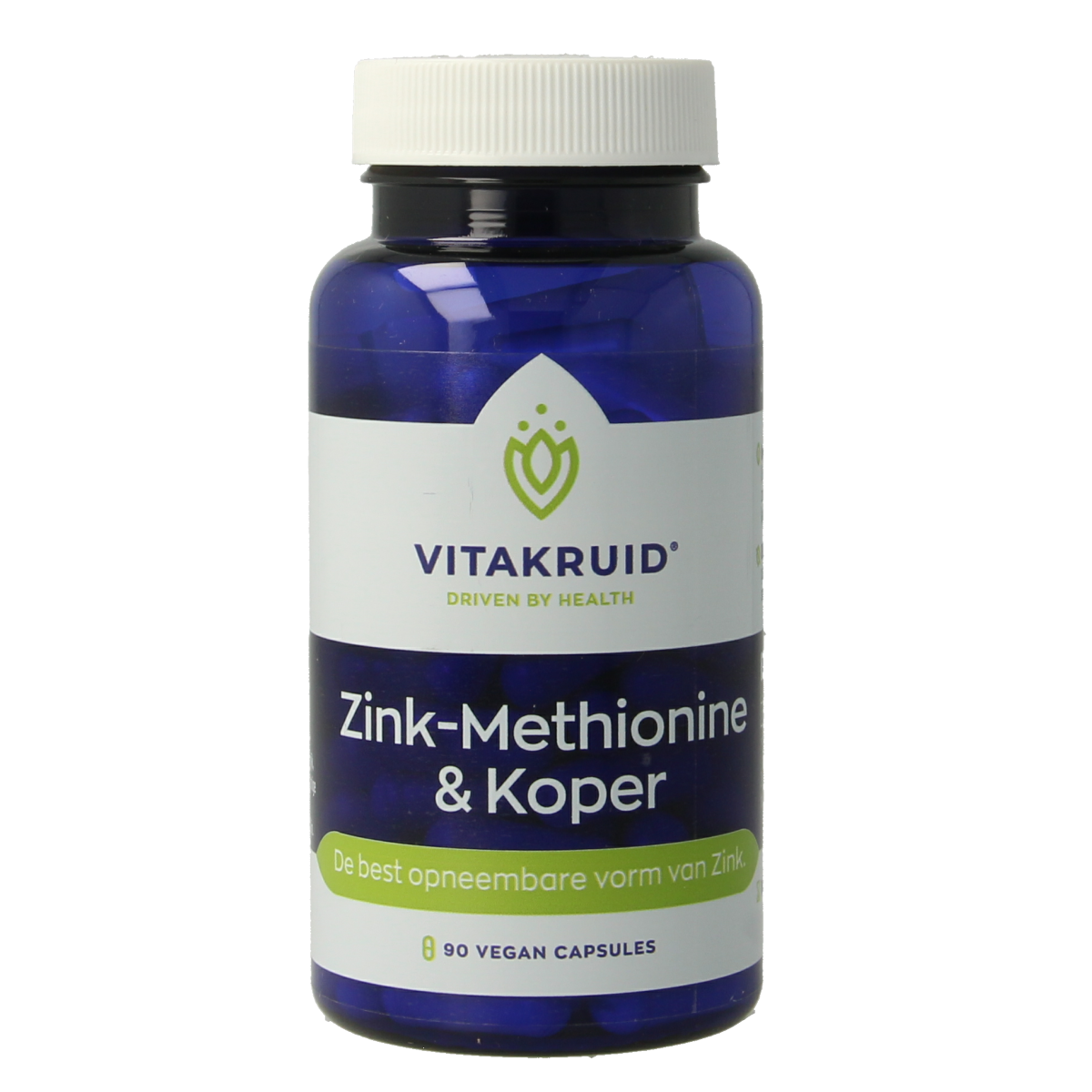 Vegetarische capsules van Vitakruid Zink Methionine en Koper Gluconaat, mineraal supplement in potje, 90 capsules