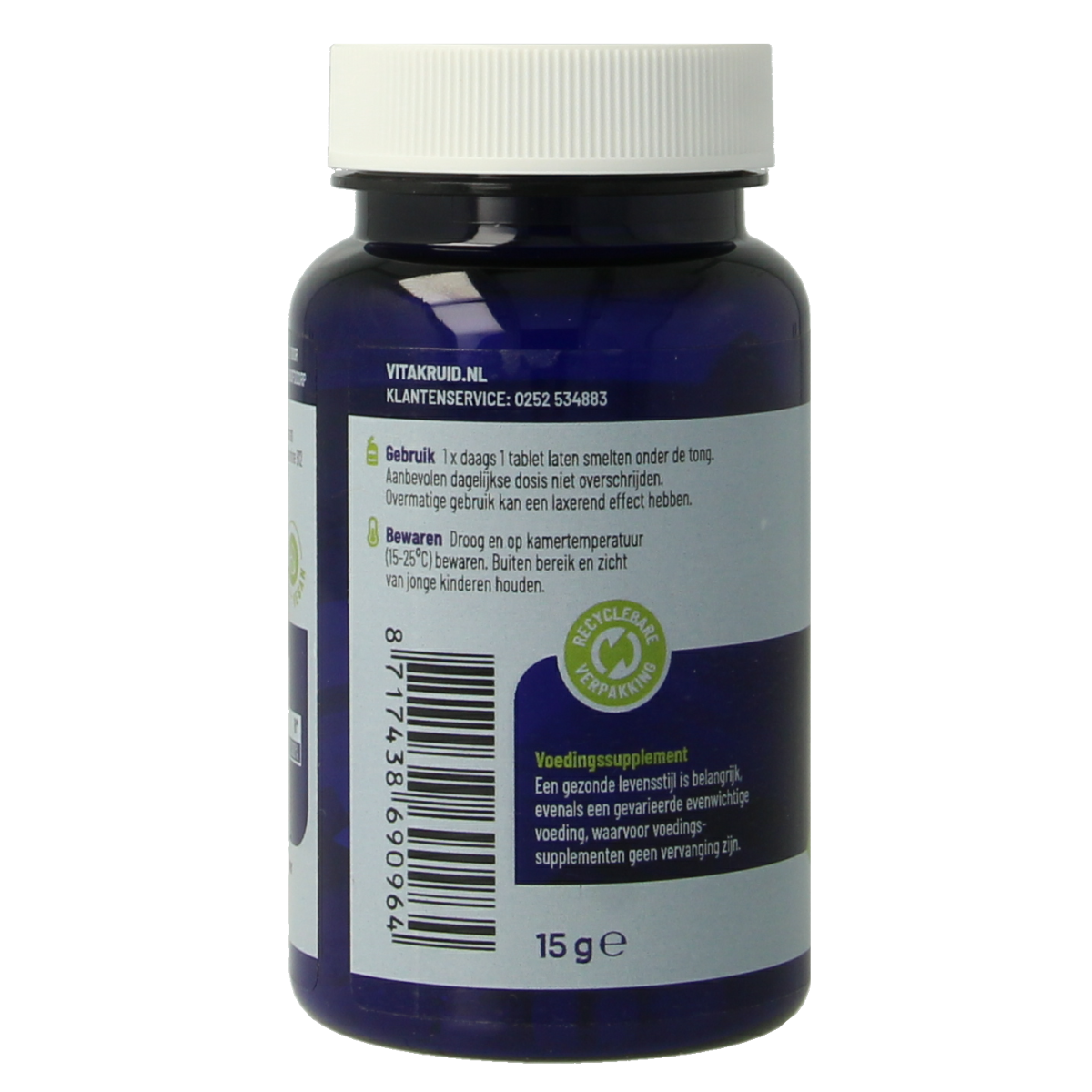 Vitakruid B12 5000 mcg methylcobalamin vitamin tablets, close-up of 60 active supplement tablets in a blister pack.