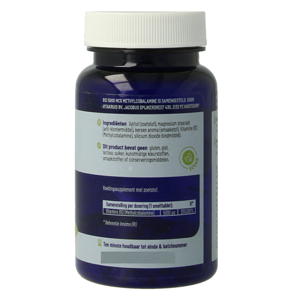 Vitakruid B12 5000 mcg methylcobalamin vitamin tablets, 60 count, showing the blister pack and tablets.