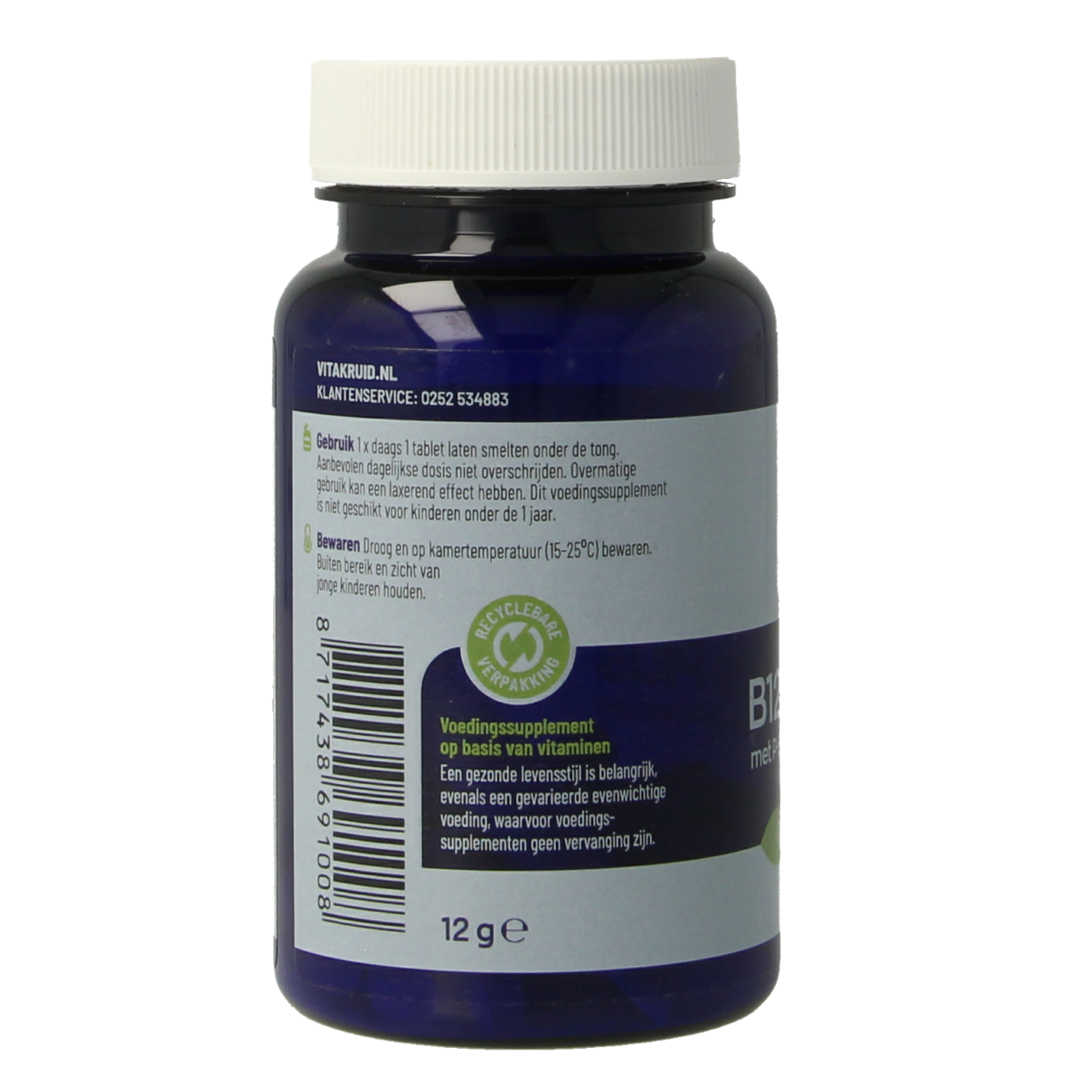 Vitaminen B12 Forte Plus 3.000 van Vitakruid, 60 smelttabletten met P-5-P, voedingssupplement voor energie en gezondheid