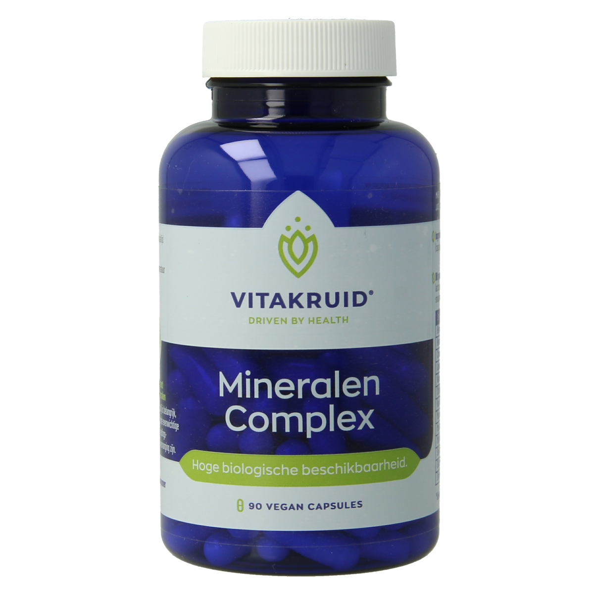 Vitakruid Mineralen Complex vegetarian capsules with 12 essential minerals, 90 capsules displayed in bottle.