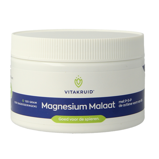 Vitakruid Magnesium Malaat met Vitamine B6 (P-5-P) 120.00 Gram