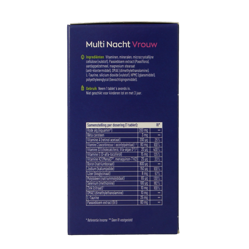 Vitamins and minerals supplement for women, Vitakruid Multi Dag & Nacht, 180 vegan tablets, dietary supplement for daily health support.