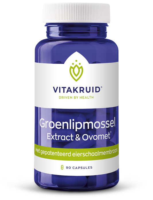Vitakruid Groenlipmossel extract and Ovomet Eierchaalmembraam capsules, mineralen multi dietary supplement in blister pack