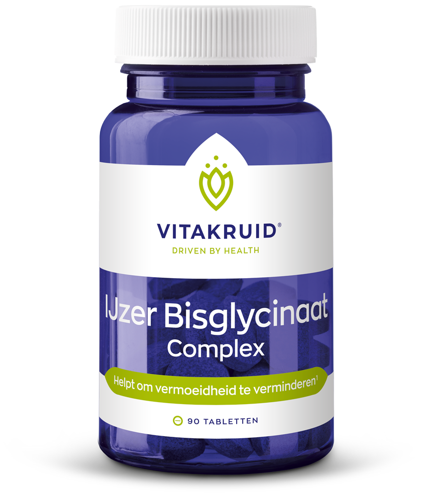 Vitakruid IJzer Bisglycinaat 28 Complex with Copper and Vitamin C, mineral supplement tablets, 90 count.