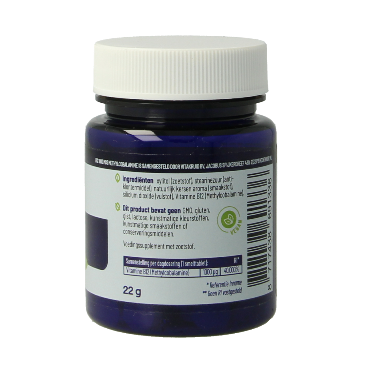 Vitakruid B12 1000 mcg methylcobalamin vitamin tablets, 90 count, showing the blister pack with tablets and packaging.