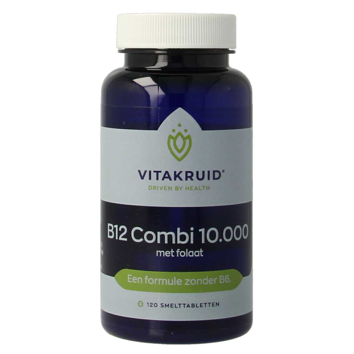 Vitamin B12 and folate supplement by Vitakruid, 120 meltable tablets, multi-vitamin for boosting energy and overall health.