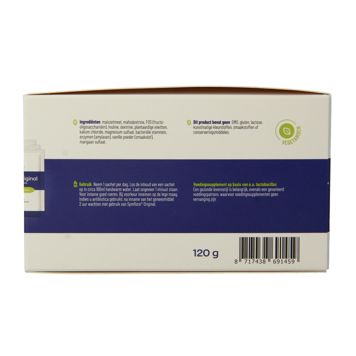 Vitakruid Symflora Original probiotic sachets with 8 strains of micro-organisms, 60 sachets for digestive health.