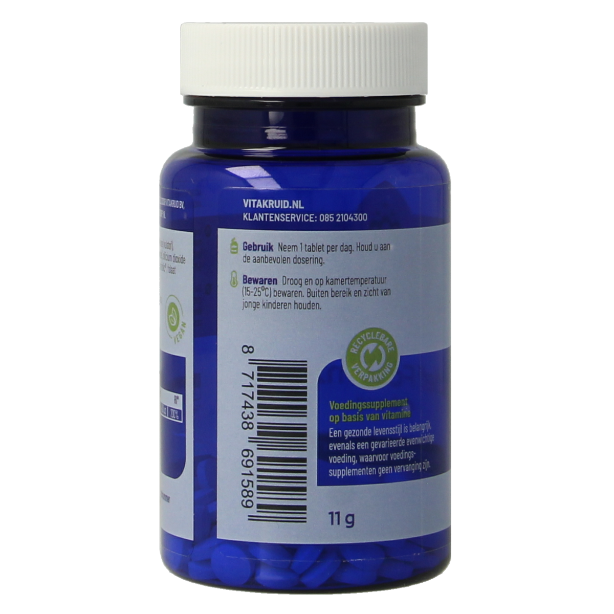 Vitakruid Actief Foliumzuur Quatrefolic 5-MTHF 400 mcg vitamin tablet in blister pack, supplement for folate support.