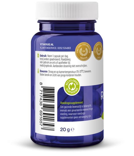 Vitakruid Resveratrol 200 mg vegetarian capsules with Bioperine, herbal supplement for antioxidant support.