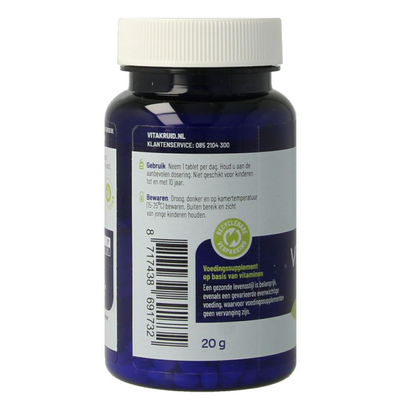Vitakruid Vegan Vitamin D3 25 mcg (1000 IE) supplement in a bottle of 120 tablets, showing the product packaging and tablets.