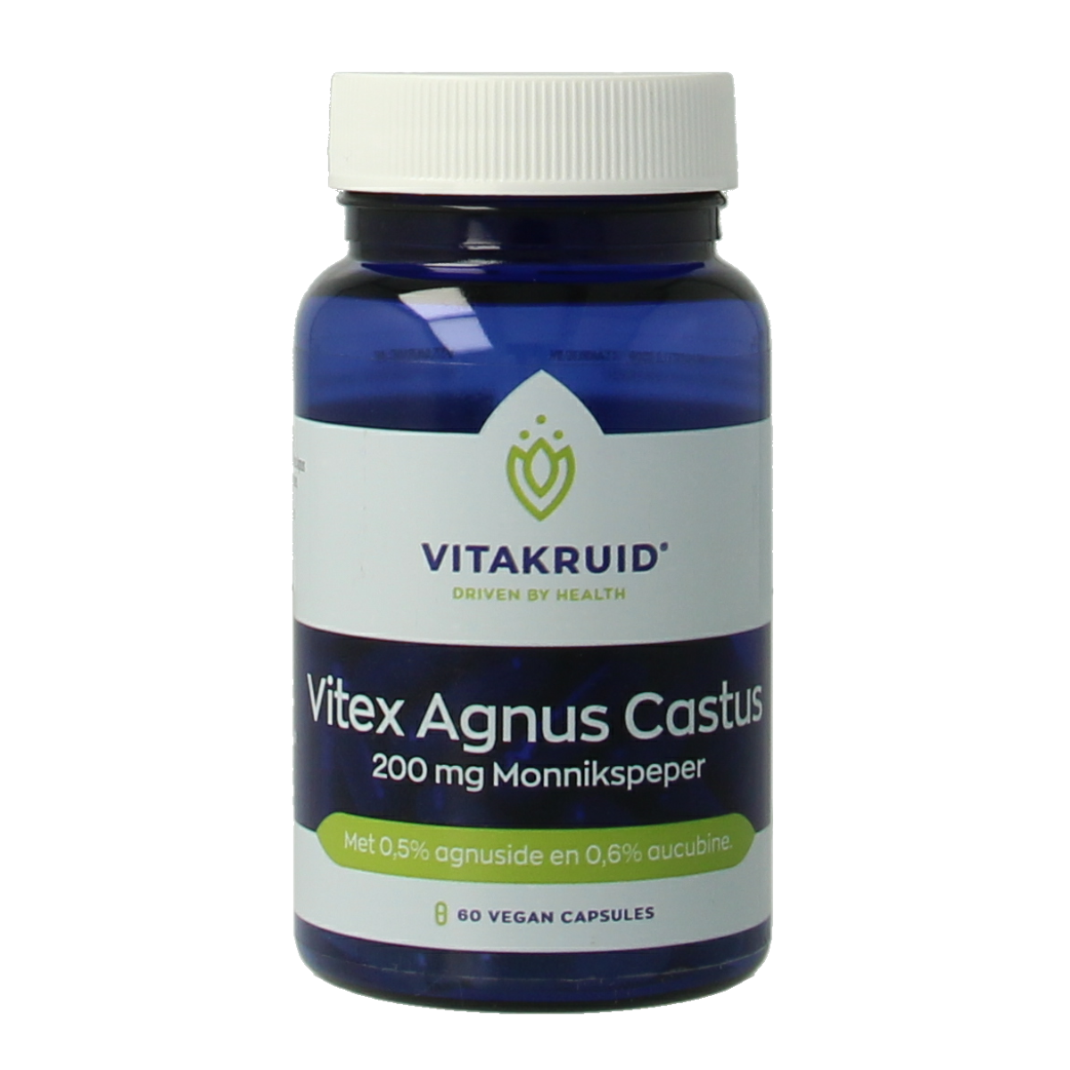 Vegetarian capsules of Vitakruid Vitex agnus castus 200mg herbal supplement in a blister pack, natural herbal remedy for hormonal balance