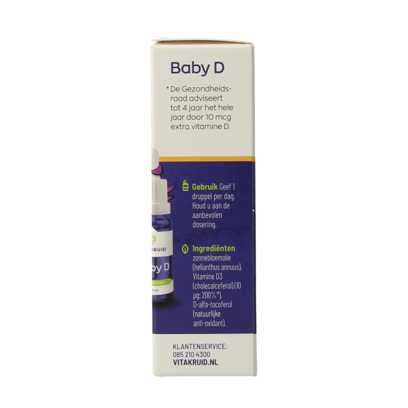 Bottle of Vitakruid Vitamin K & D baby drops in a 10ml container, designed for infant vitamin supplementation.