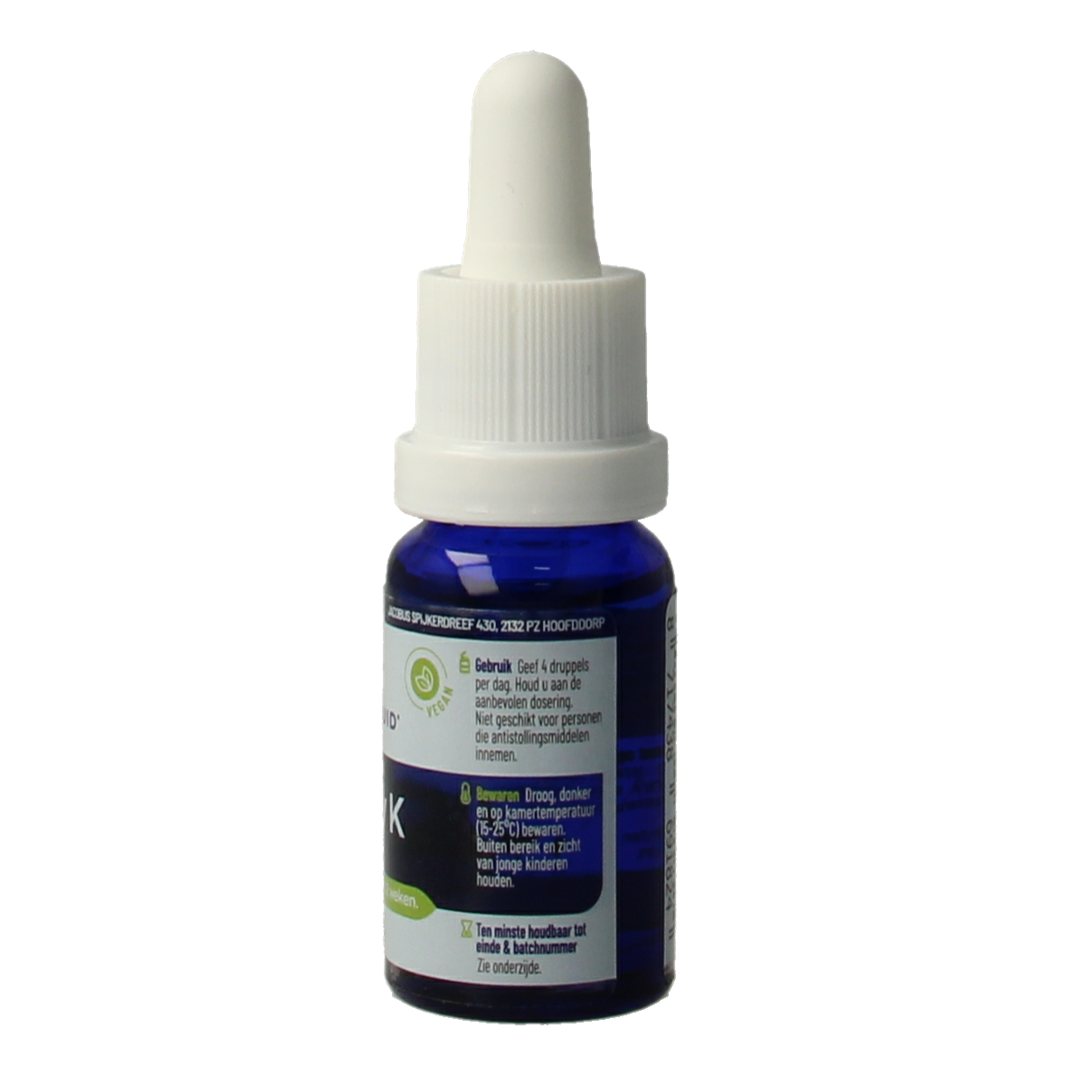 Vitakruid Vitamine K baby drops in a 10ml bottle, natural supplement for infants, showing the product and label.