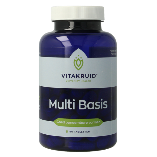 Vitakruid Multi Basis multivitamine tabletten in natuurlijke vormen, 90 stuks, voor gezonde voedingsondersteuning