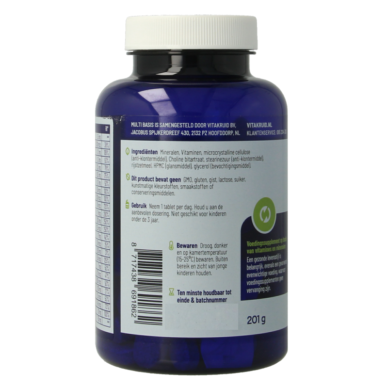 Vitakruid Multi Basis multivitamine tabletten in natuurlijke vormen, 90 stuks, voor dagelijkse voedingsondersteuning