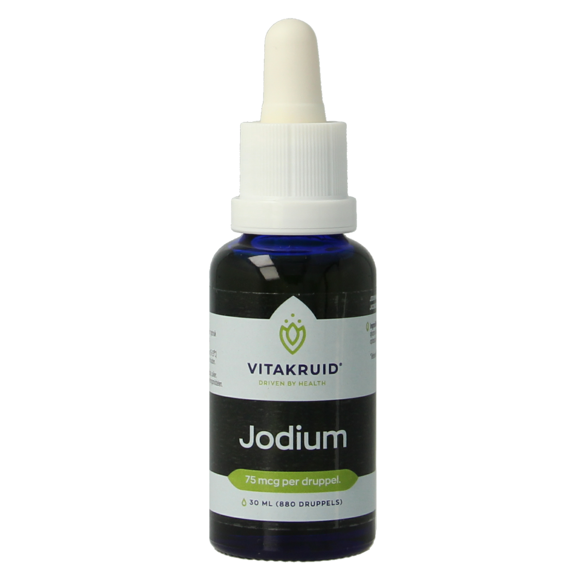 Bottle of Vitakruid Jodium Nascent liquid drops in a 30ml bottle, showing the mineral supplement label and dropper cap.
