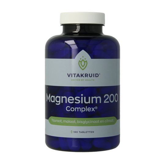 Vitakruid Magnesium 200 Complex tablets with magnesium taurate, malate, and bisglycinate, dietary mineral supplement in bottle