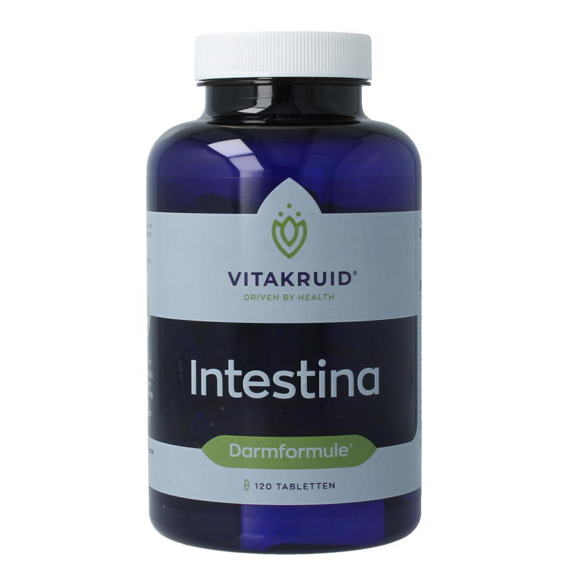 Bottle of Vitakruid Intestina Darmformule probiotic tablets with L-Glutamine, herbal supplement for digestive health, 120 tablets