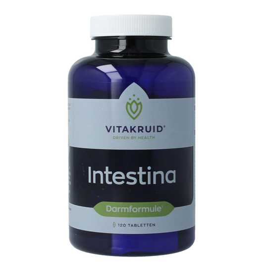 Bottle of Vitakruid Intestina Darmformule probiotic tablets with L-Glutamine, herbal supplement for digestive health, 120 tablets