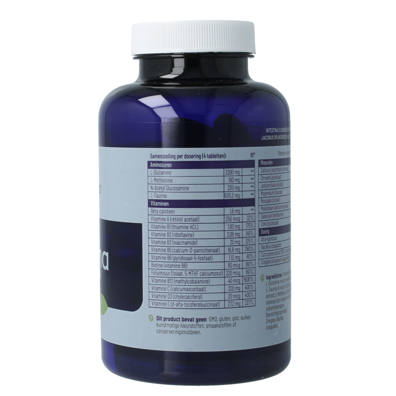 Vitakruid Intestina Darmformule with L-Glutamine and probiotics in a bottle of 120 tablets, herbal supplement for digestive health