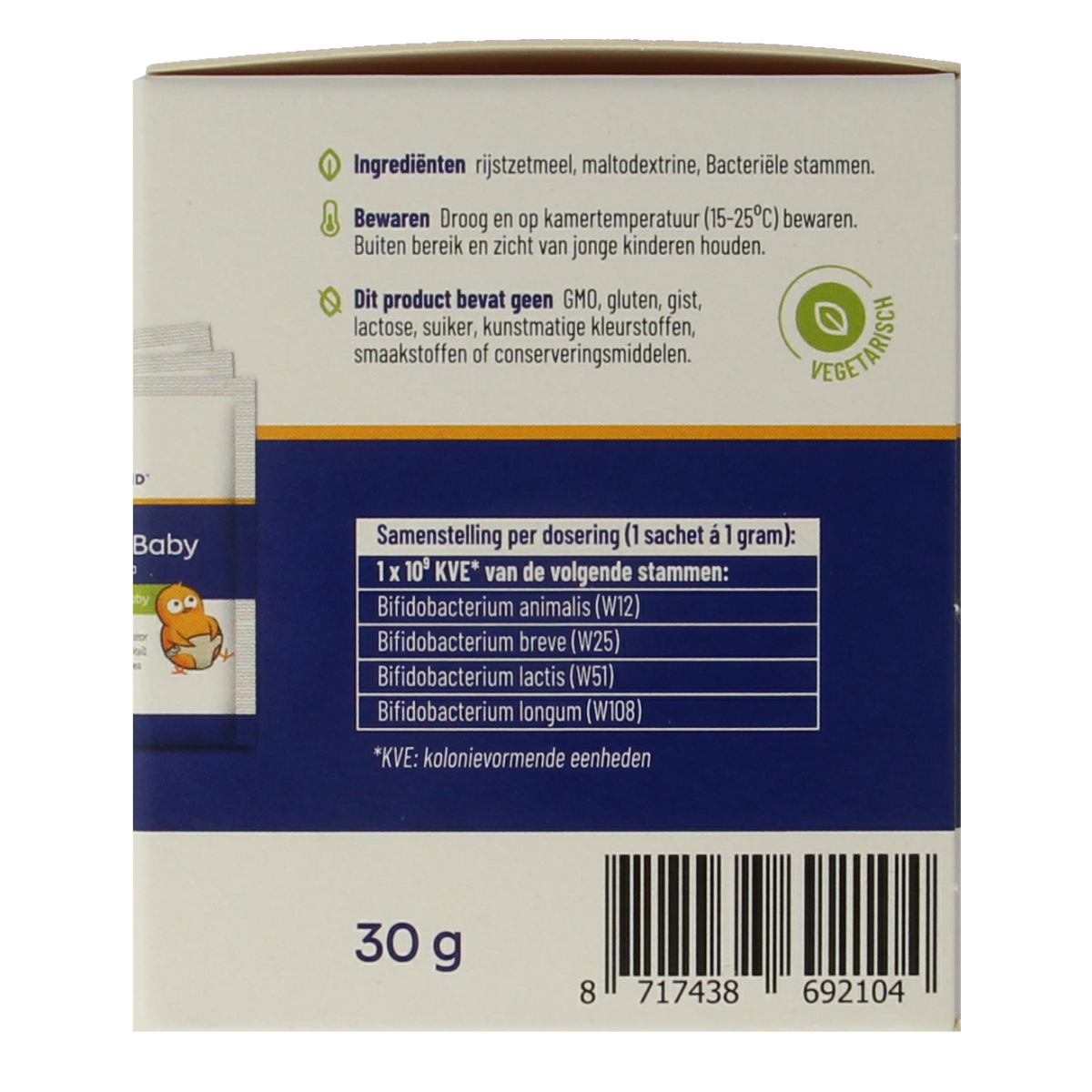 Vitakruid Symflora Baby probiotic sachets with micro-organisms for mother and baby, 30 sachets in a natural health supplement.