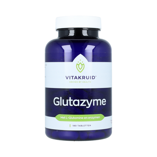 Vitakruid Glutazyme oa digestive enzymes and L-Glutamine tablets, dietary supplement, 180 tablets, fiber and enzyme supplement.