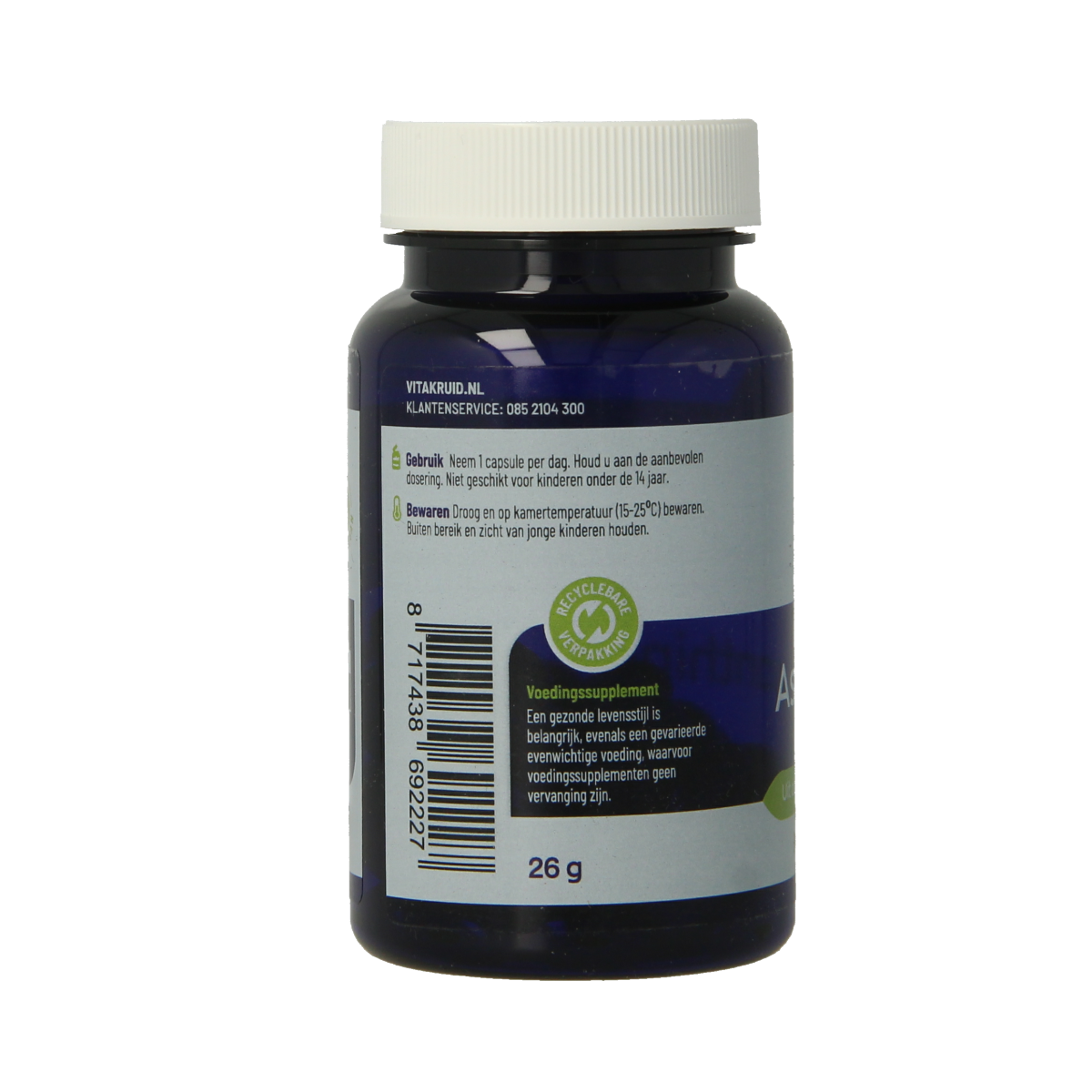 Vitakruid Astaxanthine Astapure 4mg vegetarian capsules with sustainably farmed algae, herbal supplement for antioxidant support