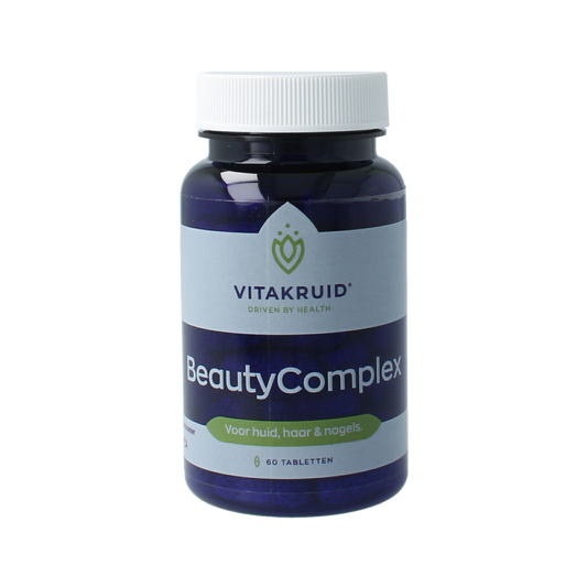 Vitakruid BeautyComplex multivitamin tablets with keratin, hyaluronic acid, and biotin for hair, skin, and nails health.