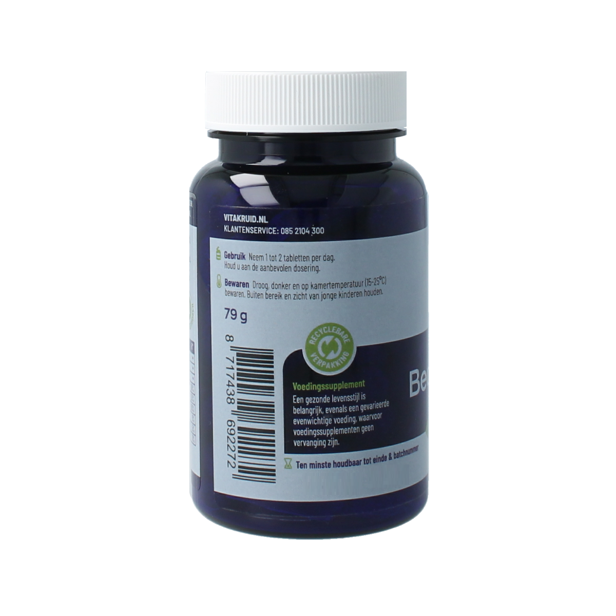 Vitakruid BeautyComplex multivitamin tablets with keratin, hyaluronic acid, and biotin for healthy hair and skin.