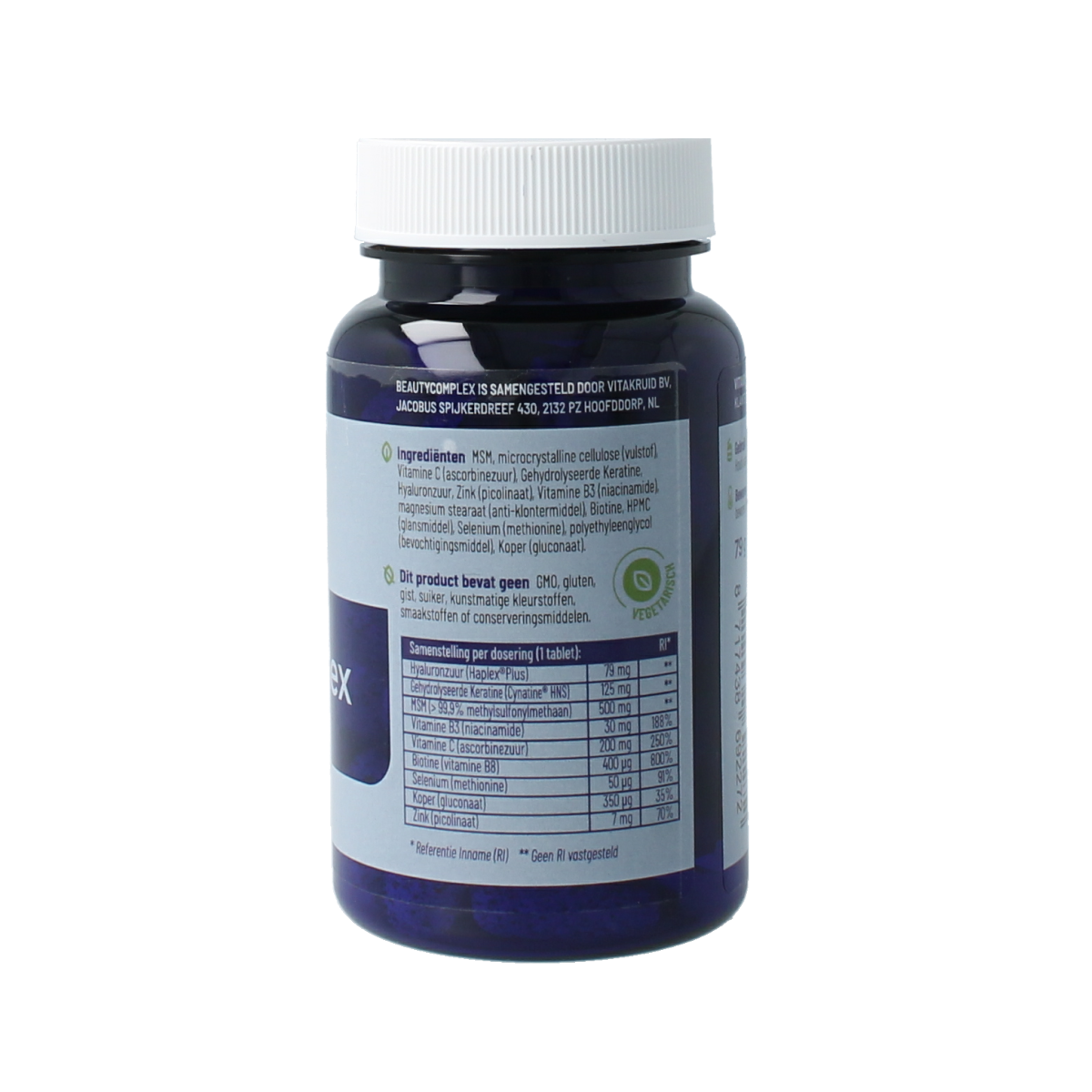 Vitakruid BeautyComplex multivitamine tabletten met keratine, hyaluronzuur en biotine voor haar en huid ondersteuning
