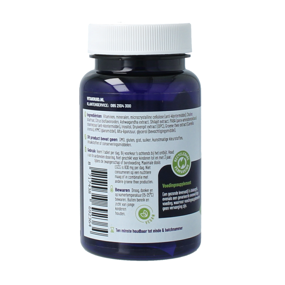 Vitakruid Multi Dag Man Sport dietary supplement bottle with 30 tablets, designed for men's daily health support.