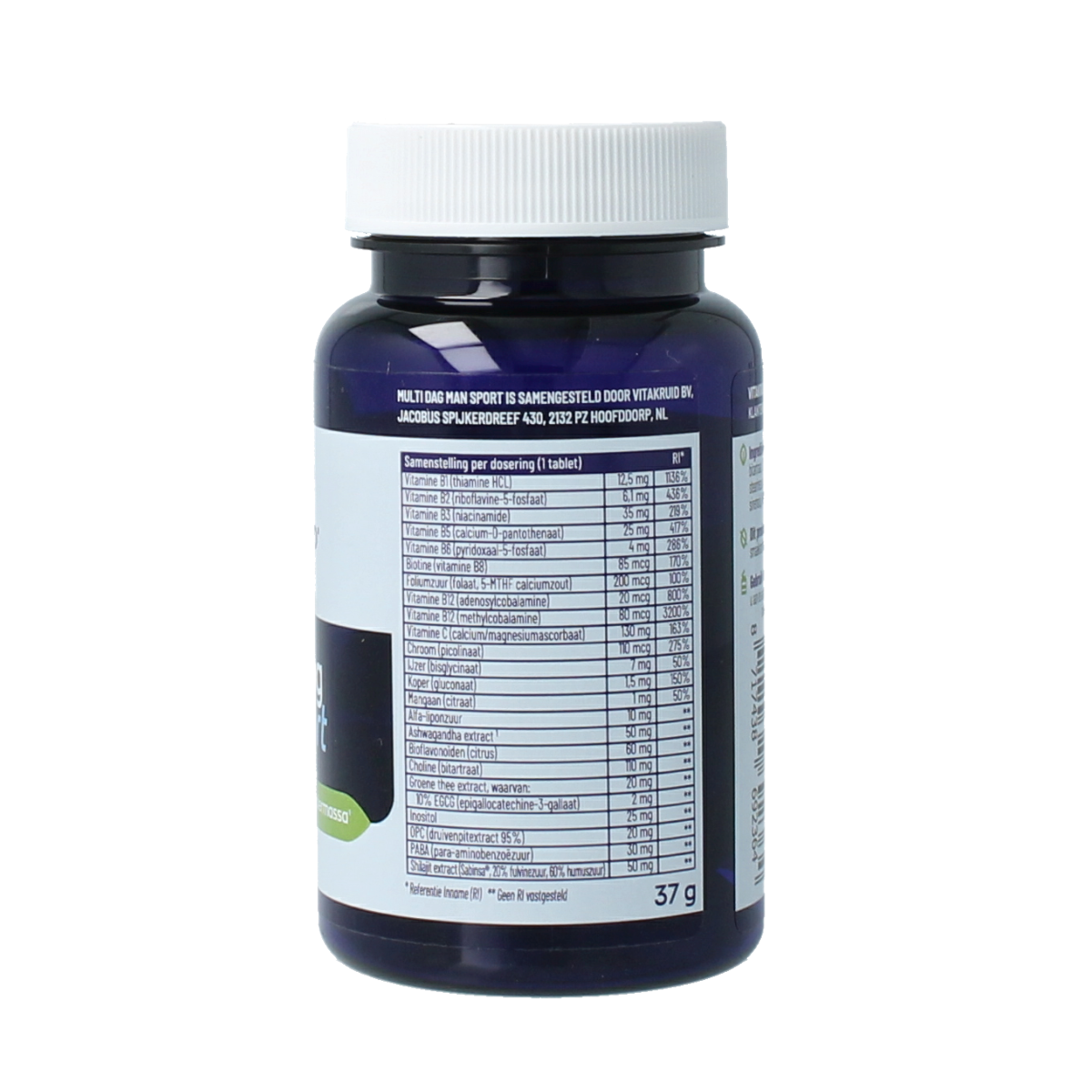 Vitakruid Multi Dag Man Sport supplement tablets, 30 count, natural herbal vitamins for men's daily health support.
