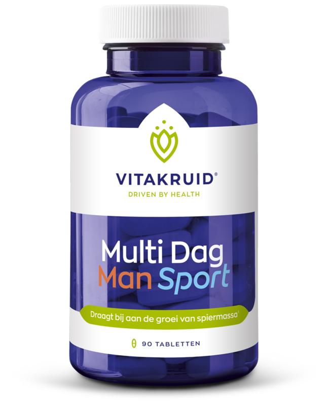 VitaKruid Multi Dag Man Sport vegan dietary supplement tablets, 90 count, natural herbal vitamins for men's health
