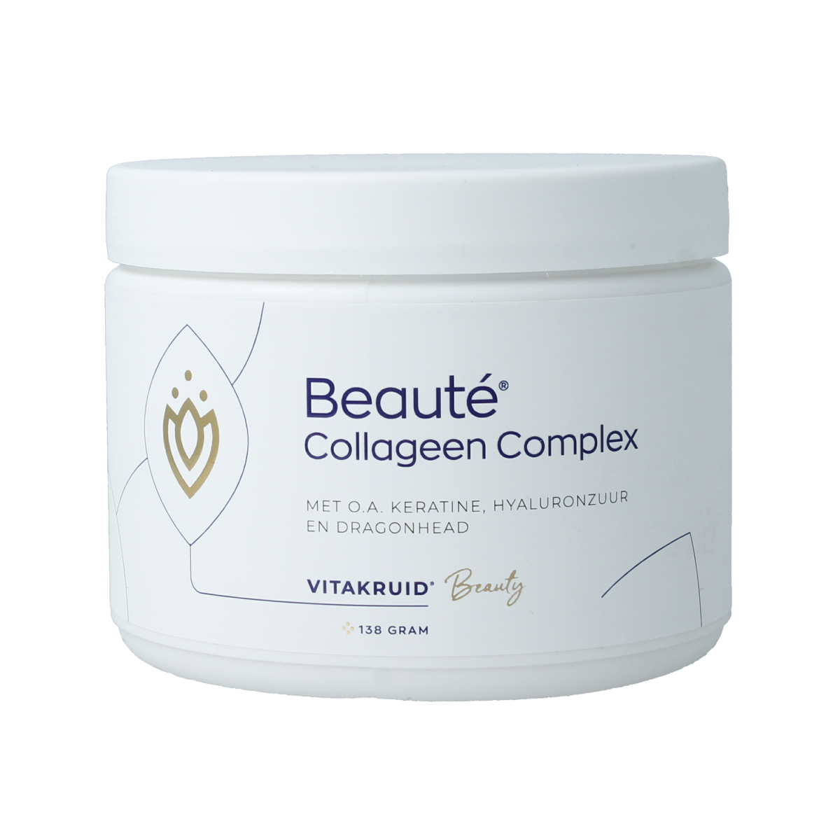 Vitakruid Beaute Collageen complex with keratin and hyaluronic acid, vitamin multi supplement in 138g container